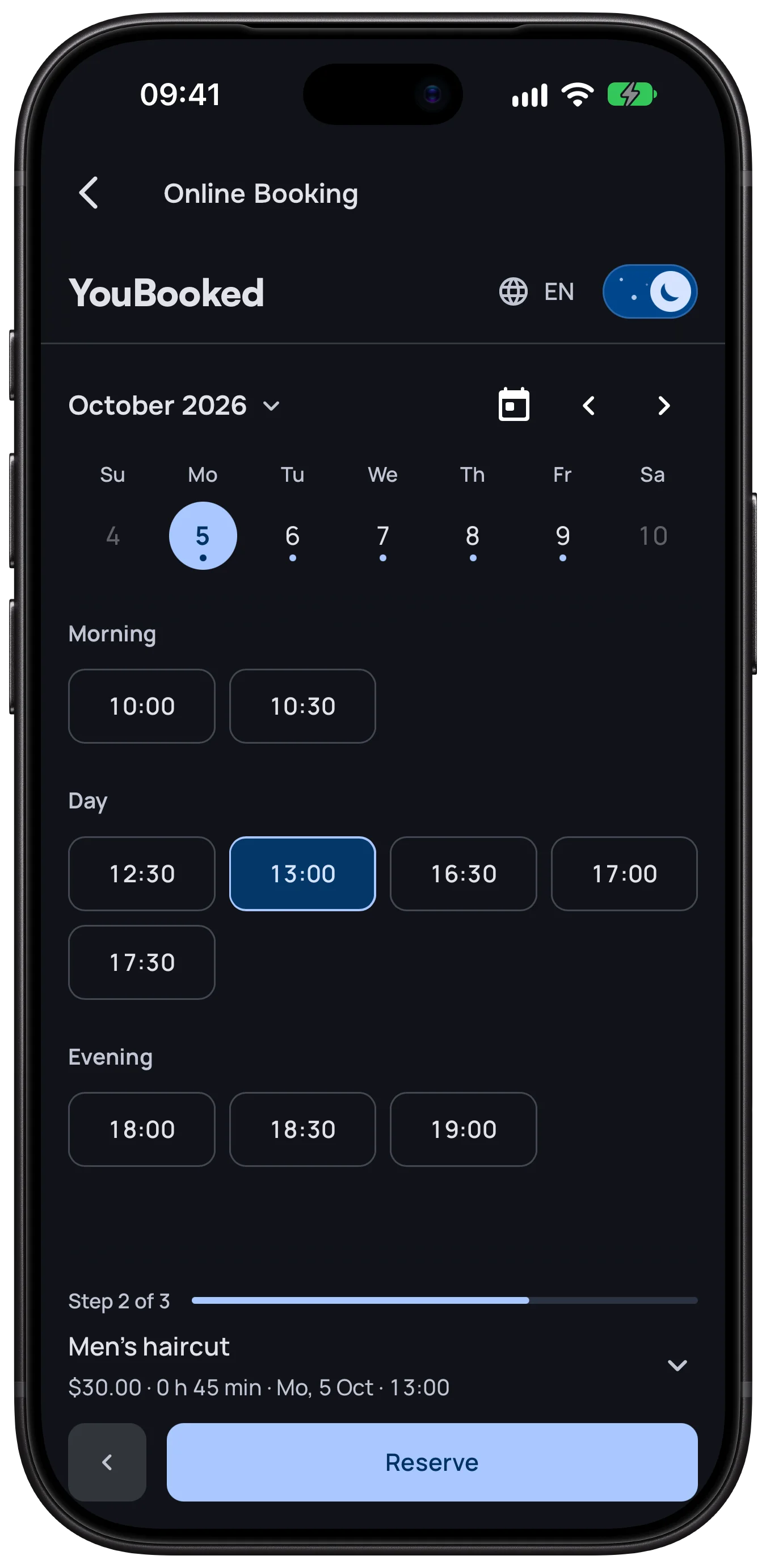 24/7 booking page