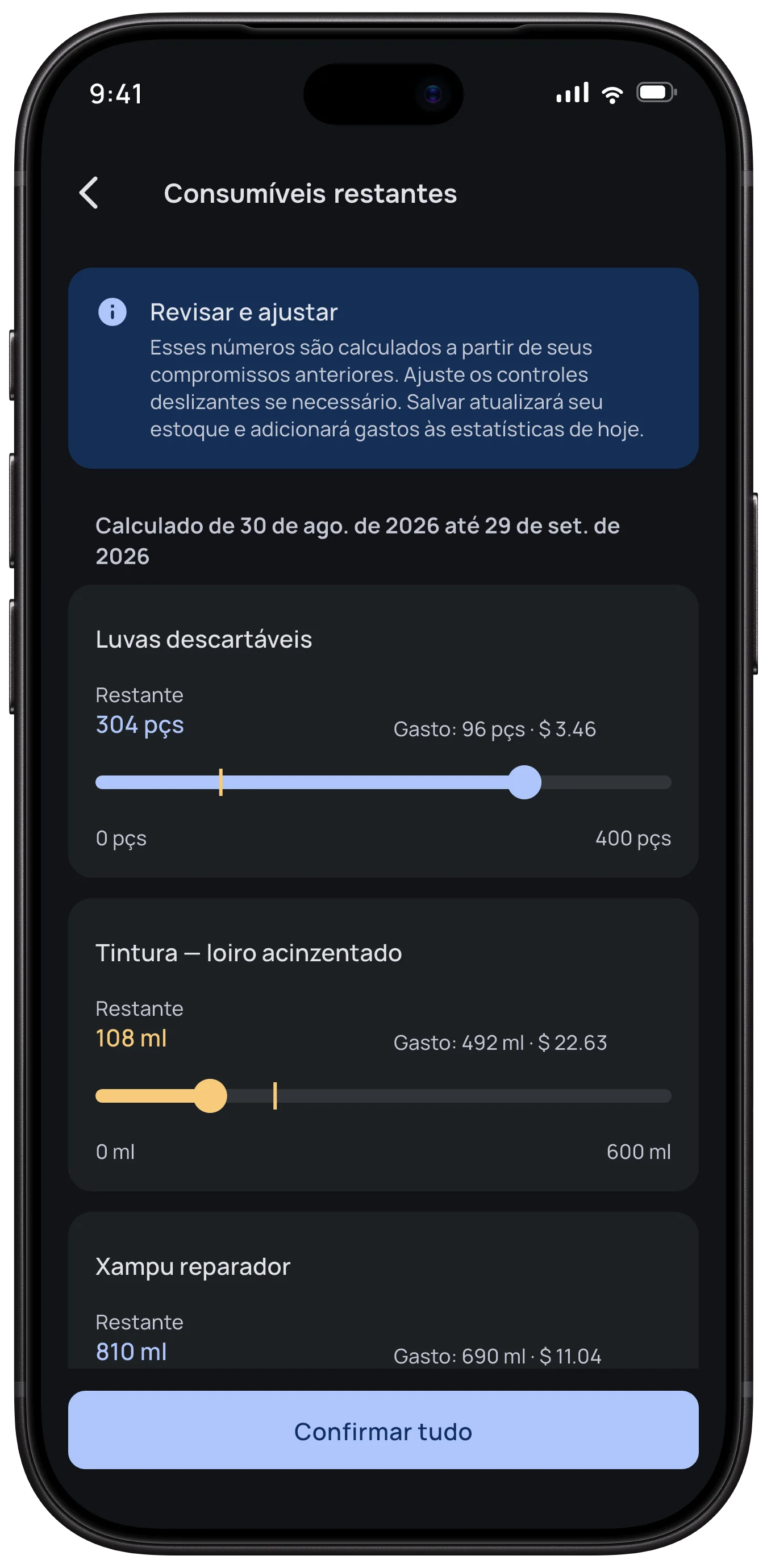 Insumos e gastos